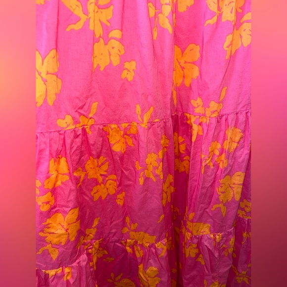 Southern Tide size XS 100% cotton Nadine Tiered cotton lawn maxi orange & pink - Picture 3 of 13